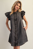 Snow Washed Denim Dress Ash BLk