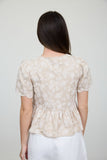 Floral Embroidery Scalloped Peplum Top