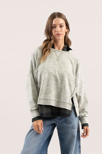 Plus Washed Shoulder Top Olive