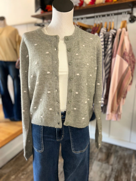 Polka Dot Sage Cardigan