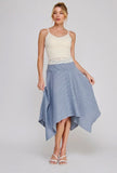 Striped Linen Midi Handkerchief Skirt