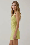 Lime Square Neck Modal Cutout Dress