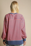 Oversized Navy/Coral Stripe Sweatshirt