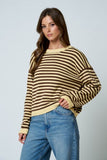 Stripe Sweater Back Button Detail Yellow