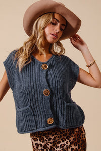 Sweater Vest Gold Button