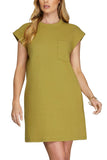 Sleeveless Textured Mini Dress w/ Pockets Olive