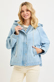 Oversized Raglan Denim Jacket w/Hood