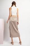 Satin Cargo Midi Skirt Coco