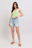 2 Button Mid Length Dad Short Light Denim