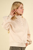 Sweatshirt w/ Snap Buttons Cream