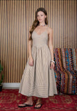 Brown Striped Basque Waist Dress