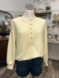 Ribbed Henley L/S Top Yellow