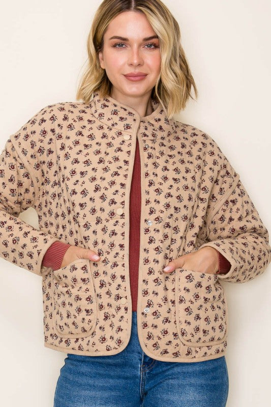 Polar Neck Button Down L/S Ditsy Floral Jacket