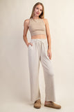 Soft Knit Pants w/ Elastic Waistband Ivory
