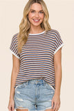 Wide Crewneck S/S Multi Stripe Sweater Blue