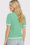 Crewneck Puff Sleeve Striped Shirt