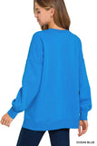 Hi-Lo Boyfriend Sweatshirt w/Pockets Blue