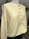 Ribbed Henley L/S Top Yellow