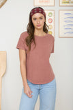 Round Neck S/S Exposed Seam Top Terracotta