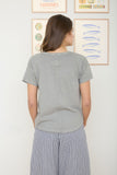 Round Neck S/S Exposed Seam Top Charcoal
