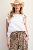 S/S Embo Slv Detail White Top