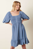 Smocked Puff Slv Mini Dress