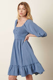 Smocked Puff Slv Mini Dress