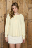 Ribbed Henley L/S Top Yellow