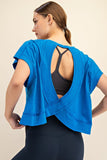 Slub Open Back Tee Blue