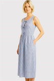 Keyhole Bow Front Stripe Dress