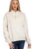 Fleece Half-Zip Sweatshirt Beige