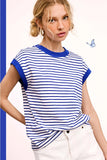 Striped Cap Sleeve Tee Royal