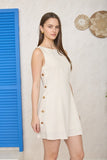 Side Bead Detail Linen Shift Dress