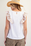 S/S Embo Slv Detail White Top