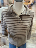 Mock Half Button Stripe Sweater