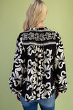 Floral L/S Blouse Frayed Fringe Detail
