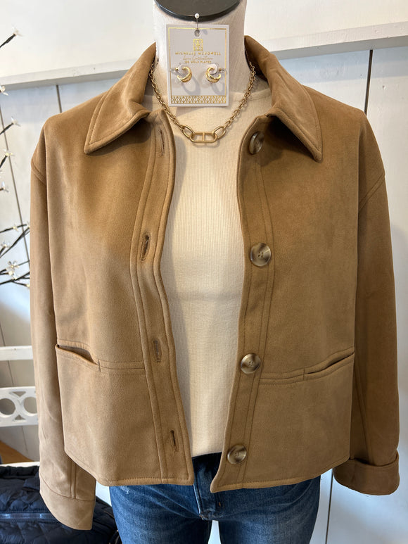 Sueded Crop Jacket Camel