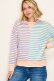 Colorblock Stripe Sweatshirt Lav/Org