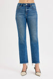 Tummy Control HW Crop Straight Raw Cut Jeans