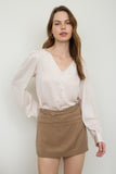 Satin Vneck L/S Blouse