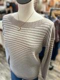 Boat Neck L/S Ribbed Sweater  Oatmeal