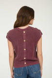 Plus Washed Knit S/S Sweater Burgundy