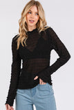 Lace Mock Neck L/S Top Blk