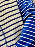 Colorblock Stripe Front Seam L/S Top Blue