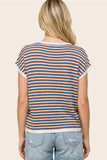 Wide Crewneck S/S Multi Stripe Sweater Blue