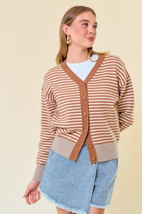 Vneck Colorblock Button Cardigan