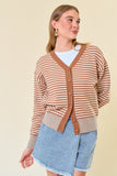 Vneck Colorblock Button Cardigan