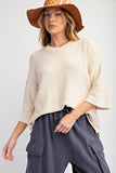 Half Slv Mineral Wash Sweater Ecru