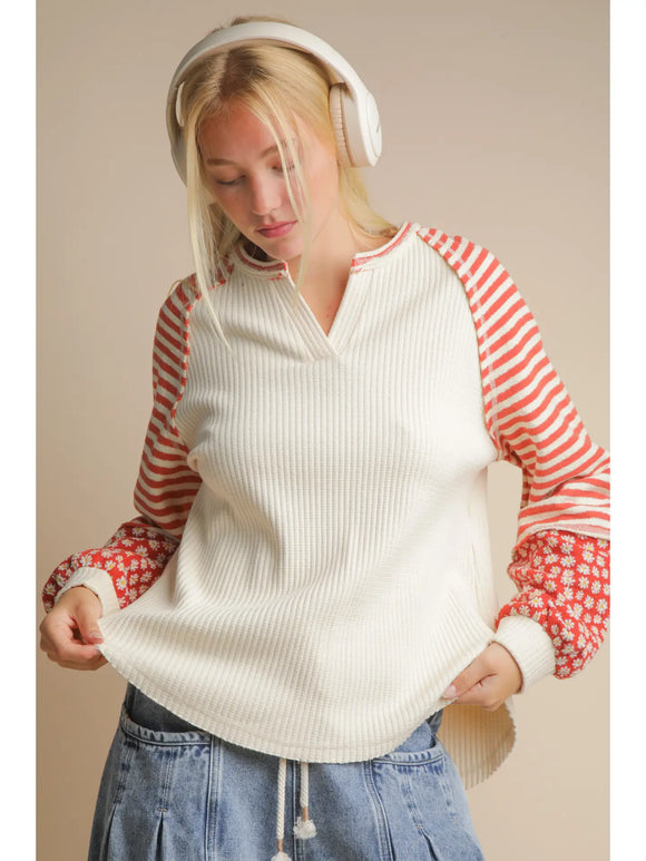 Oversized Floral Stripe Top