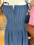 Stripe Denim Corset Midi Dress